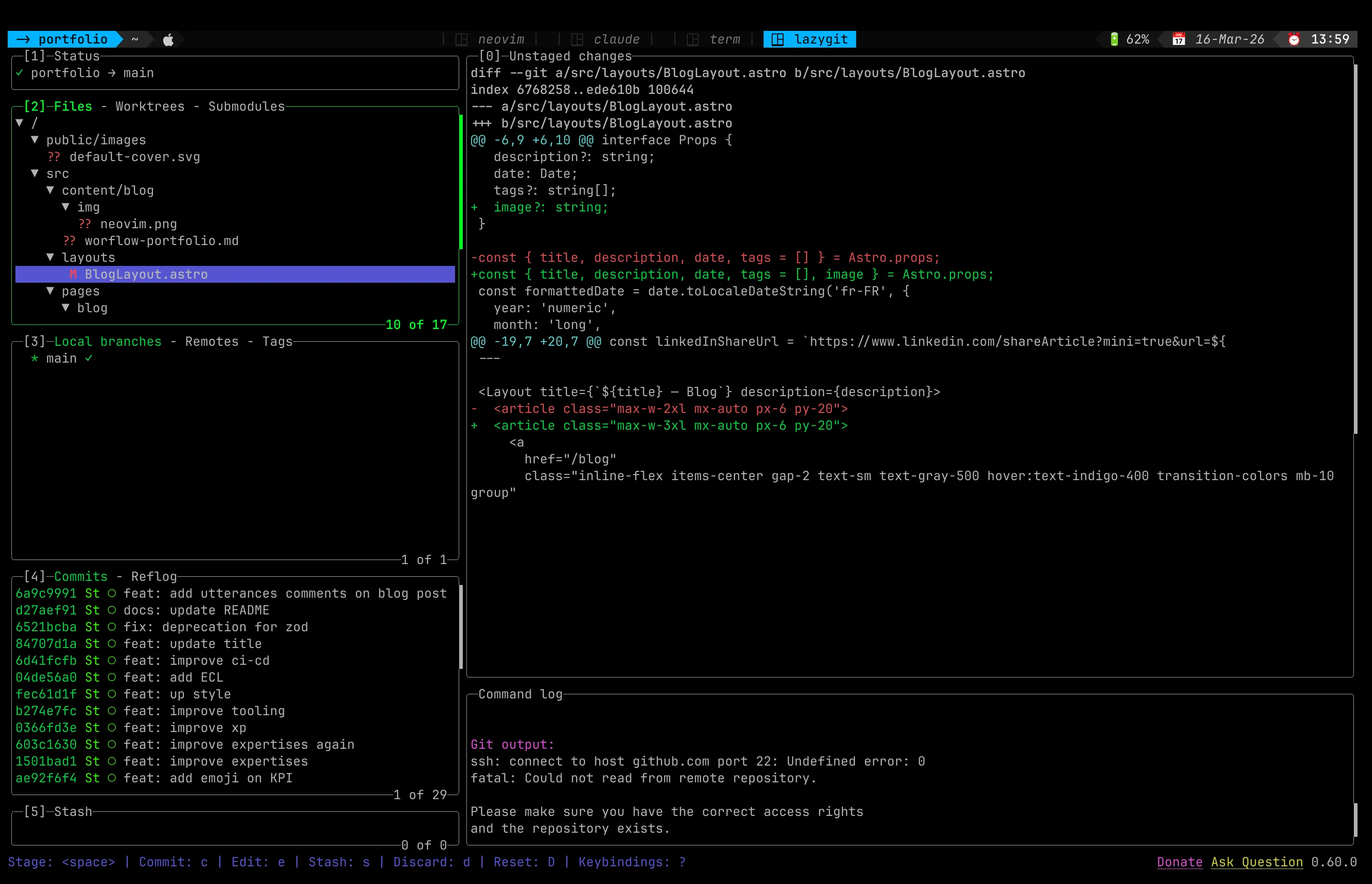 Ma configuration Lazygit