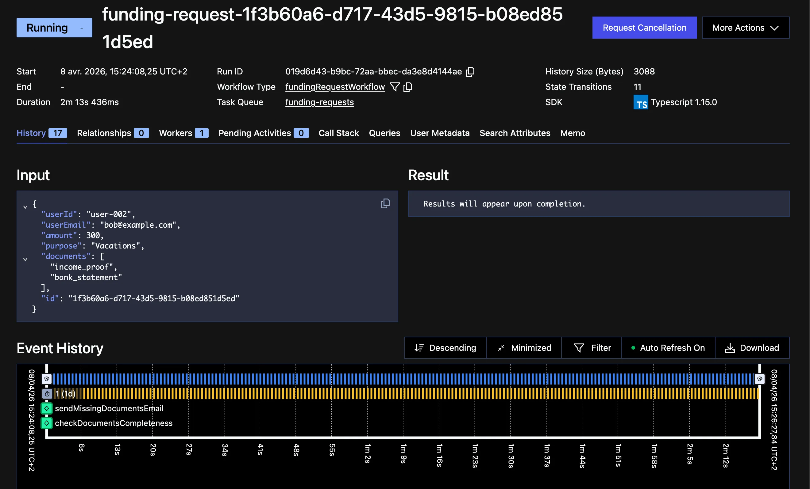 Waiting workflow details